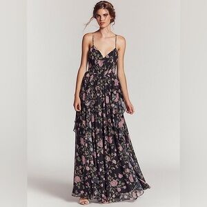 Fame and Partners Black Floral Maxi Dress